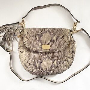 Michael Kors Grey Python Embossed Leather Crossbody Bag